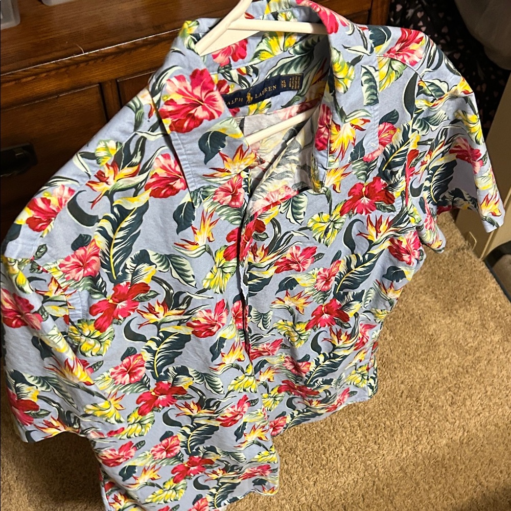 Ralph Lauren Tropical Floral Shirt - Blue, Red, Yellow, Green